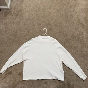 White mockneck waffle shirt!